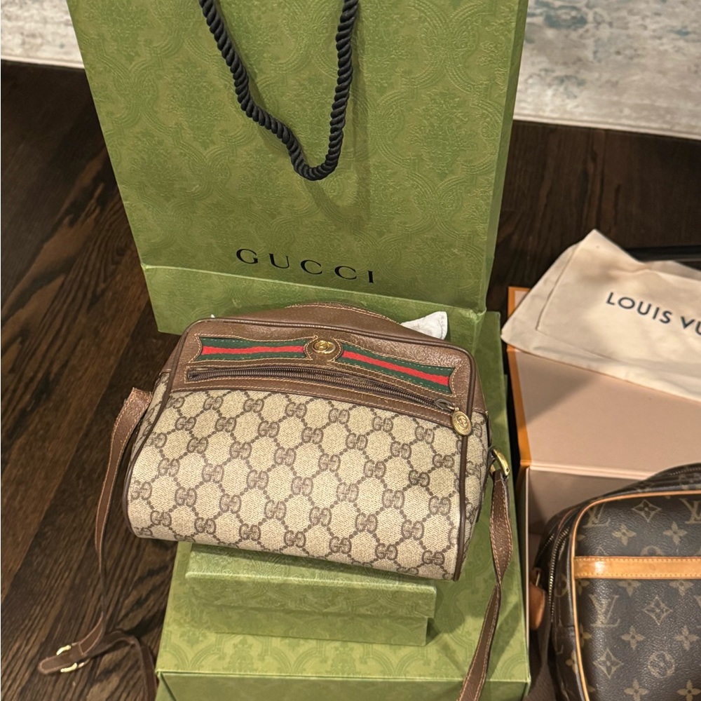Gucci Brown and Tan Women's Crossbody Bag